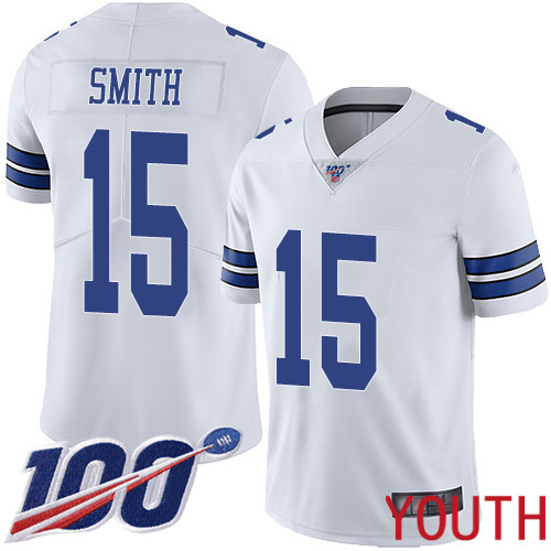Youth Dallas Cowboys Limited White Devin Smith Road 15 100th Season Vapor Untouchable NFL Jersey